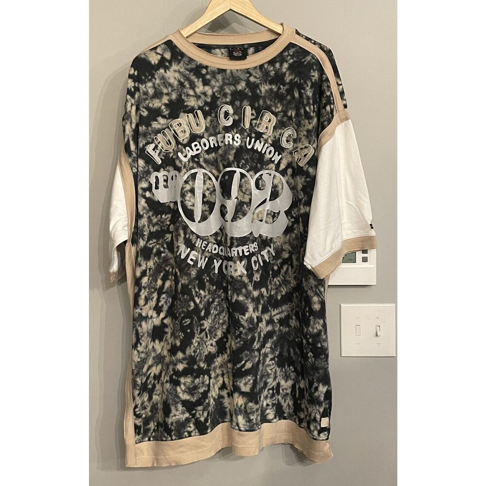 FUBU Shirt Circa Laborers Union 092 NYC Spellout Streetwear Vintage Mens 3XL